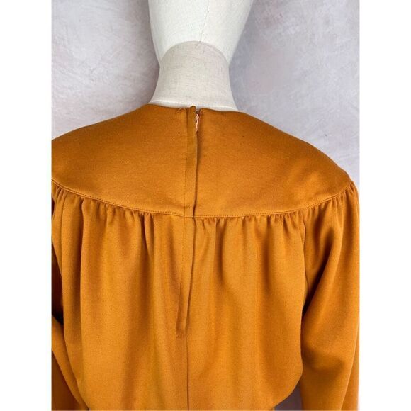 Vintage 80s Orange Midi Dress - Picture 4 of 9